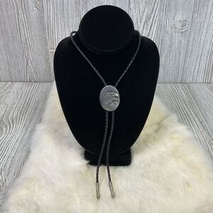 Vintage 1987 Eagle Bolo Tie by Siskiyou Buckle Co Pewter Emblem American Bald Ea